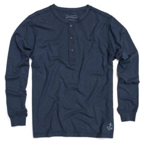 Лонгслив Bowery NYC однотонный Henley Slub Ink