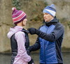 Премиальный костюм для лыж и зимнего бега Nordski Hybrid Hood Pro Black-Blue