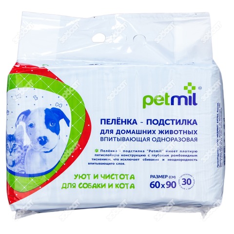 Petmil пеленка впитывающая одноразовая 60*90*30шт