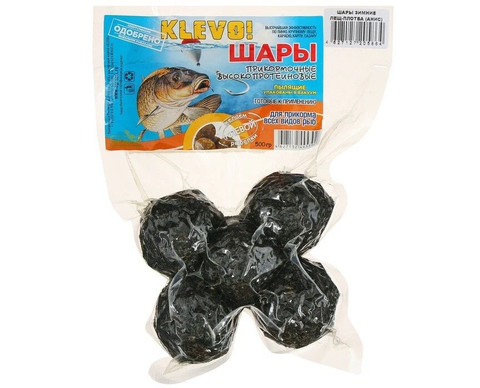 ШАРЫ ЗИМНИЕ в вакууме  ЛЕЩ-ПЛОТВА (аромат - КЛУБНИКА) (зеленый) 5 шт 500гр. 20шт/уп.