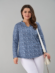 Блузка БЛ-22/голубойтуман-индигоцветы