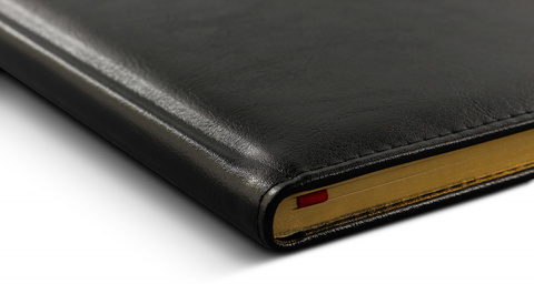 Ежедневник Letts Global Deluxe A5, кожа  натуральная, белые страницы, срез позолоченный, черный (22-081446)