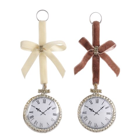 Украшения на елку Часики на ленточке 2шт 9см Goodwill Frozen Time Pocket Watch