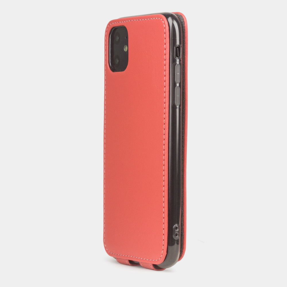 Чехол для iPhone 11 из натуральной кожи теленка, кораллового цвета