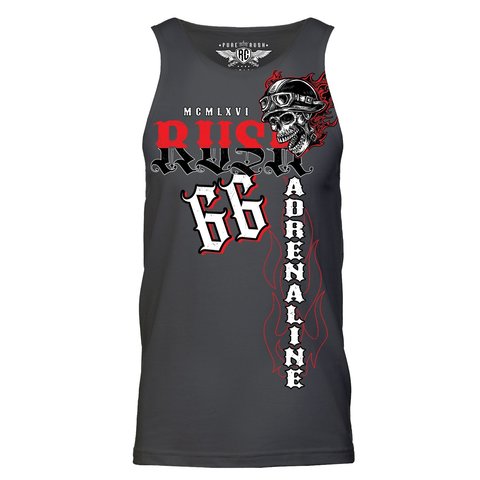 Rush Couture | Майка мужская PURE RUSH ADRENALINE TANK TOP Gun Metal Grey RC274 перед