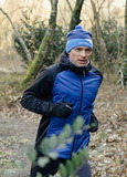 Премиальный костюм для лыж и зимнего бега Nordski Hybrid Hood Pro Black-Blue