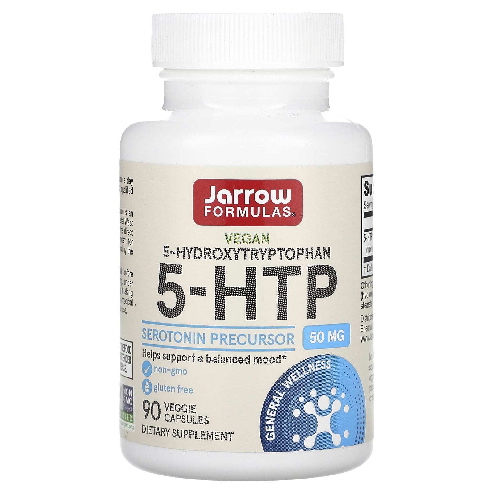 Jarrow Formulas, 5-гидрокситриптофан, 50 мг, 90 вегетарианских капсул ...
