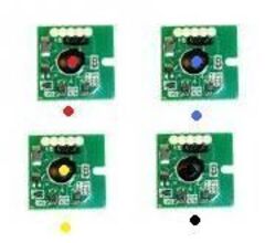 Комплект чипов OKI C9650, C9850. В комплекте 4 чипа CMYK, на каждый цвет свой чип. Примерный ресурс 1 чипа 15000 страниц А4 при 5% заполнении.