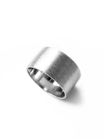 Серебряное сатиновое широкое кольцо, 11 мм