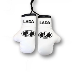 Перчатки боксерские комбинированные "LADA", белые с черным