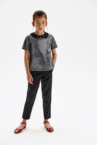 Блузка с воротничком из бархата Silver Spoon