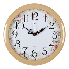 Часы настенные РУБИН  2323-14 круг d=23см, корпус бежевый "Цветы" "Рубин"