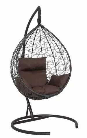 Подвесное кресло-кокон SEVILLA черное, шоколад подушка (Laura Outdoor)