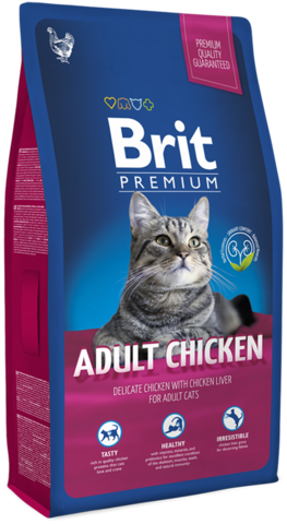 Brit Premium Cat Adult Chicken сухой корм для взрослых кошек (курица и куриная печень) 1,5кг