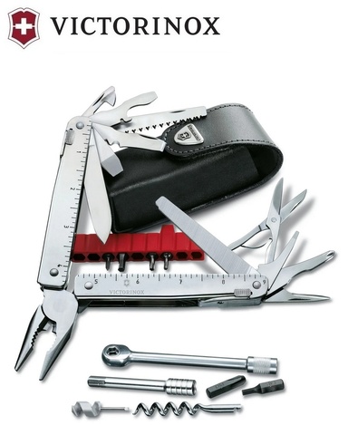 Мультитул Victorinox SwissTool X Plus Ratchet, 115 mm, 38 функций, кожаный чехол (3.0339.L)