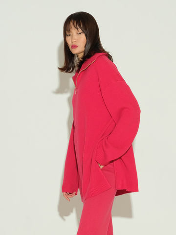 Женский свитер красного цвета из шерсти и кашемира - фото 4