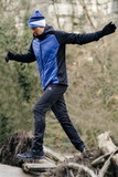 Премиальный костюм для лыж и зимнего бега Nordski Hybrid Hood Pro Black-Blue