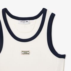 Топ теннисный Lacoste Flowing Rib Knit Tennis Badge Tank - white/navy blue