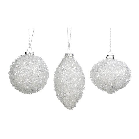 Шар 8см Goodwill белый с бисером в ассортименте