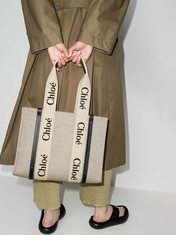 Сумка-тоут Chloé Woody бежевый