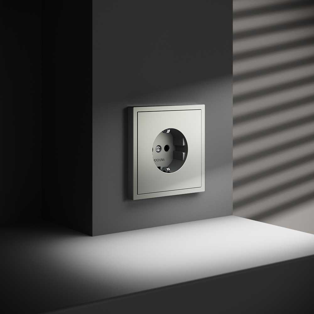 Розетка встраиваемая Voltum S70 с заземлением 16А, (сталь) VLS040105