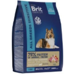 Корм для собак сухой Брит BRIT PREMIUM Dog Sensitive с ягнёнком и индейкой, 1кг