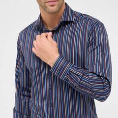 Сорочка мужская Eterna Modern Fit 1052-X17V-19 тёмно-синяя в цветную полоску