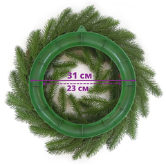 Венок новогодний еловый Большой с ягодами, искусственный, 48 см, 1 шт.