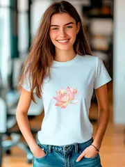 Футболка больших размеров с принтом лотос