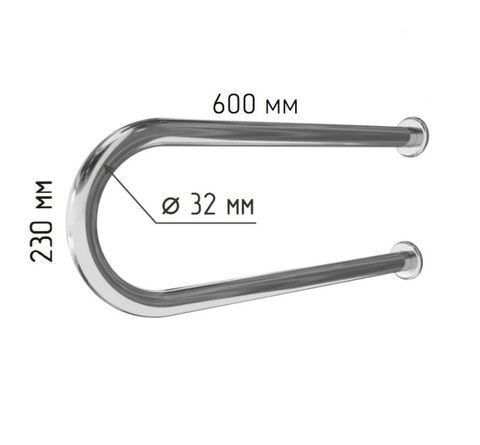 Доступная страна 8071-600 Поручень для раковины двухопорный 600мм Ø 32