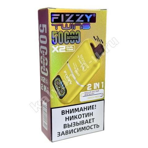 Fizzy Twins 50000 затяжек (2 в 1) - Вишня Кислый Апельсин - Лимон Мята