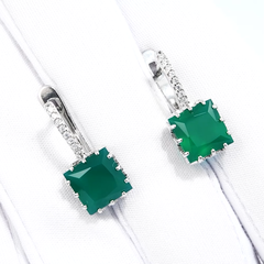 92022919 - Серьги CRUISE из серебра с зелеными агатами