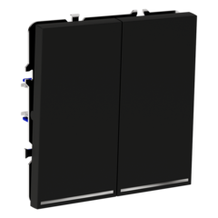 Проходной переключатель встраиваемый VOLTUM S70 двухклавишный с подсветкой 10А, (черный матовый)