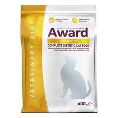 Сухой диетический корм для взрослых кошек AWARD VETERINARY DIET URINARY при мочекаменной болезни струвитного типа 0,4кг