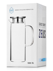 Кувшин для воды Zeus Glaffe с фильтром в крышке стеклянный, 1200 мл