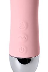 Розовый силиконовый вибратор с функцией нагрева и пульсирующими шариками FAHRENHEIT - 19 см. - 