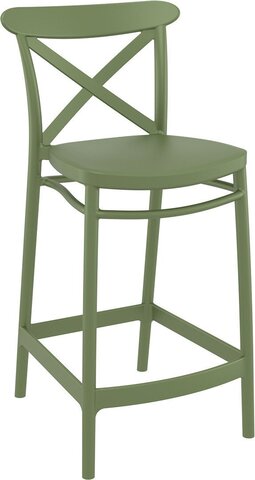 Стул пластиковый полубарный Siesta Contract Cross Bar 65, оливковый