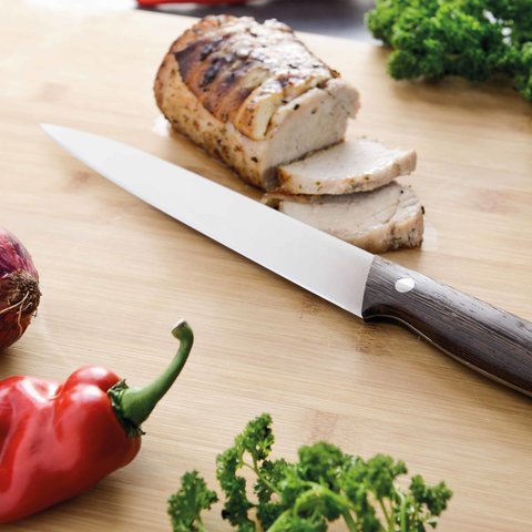Нож для мяса с рукоятью из темного дерева 20см