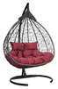 Подвесное кресло-кокон FISHT коричневое, бордовая подушка (Laura Outdoor)