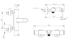 СМЕСИТЕЛЬ ДЛЯ ВАННЫ И ДУША ТЕРМОСТАТ КОРОТКИЙ ИЗЛИВ BRAVAT WATERFALL F673114C-01