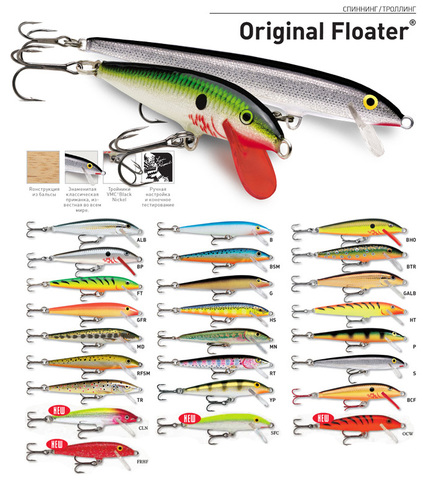 Воблер плавающий Rapala Original Floater F05-FT (0,9м-1,5м, 5 см 3 гр)