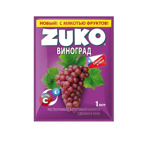 Растворимый напиток ZUKO Виноград 1кор*8бл*12шт,25 г