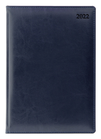 Ежедневник Letts Global Deluxe A5, кожа  натуральная, белые страницы, срез серебряный, синий (22-081448)