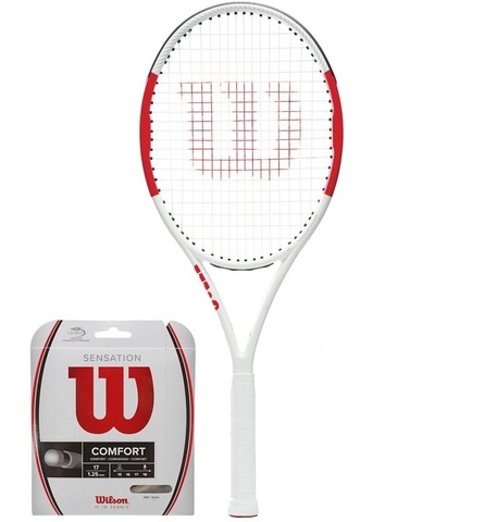 Ракетка теннисная Wilson Six.One Lite 102 - white + струны