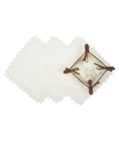 Набор полотенец 3 шт Old Florence Амели и корзинка с коричневой оборкой