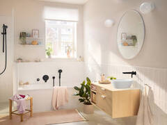 Смеситель для раковины, на 2 отверстия, с донным клапаном, черный Hansgrohe Rebris S 72528670