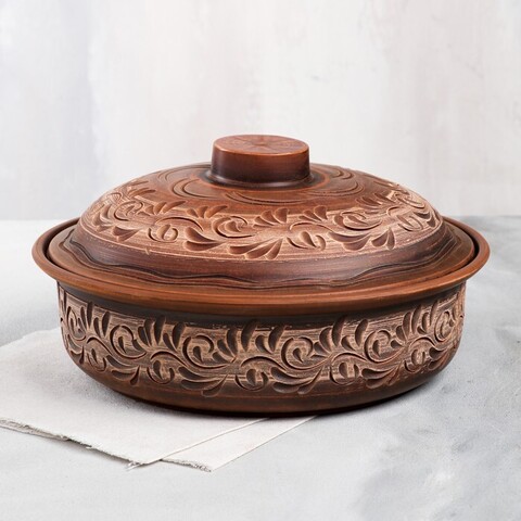 Горшок духовой с крышкой ,ангоб, 3 л