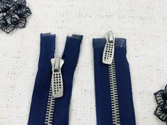 Молния металл Т5, L 80 см, 2 бегунка, тёмно-синий/никель