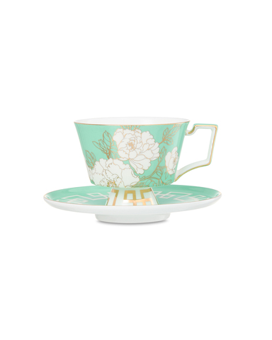 Чашка чайная с блюдцем 240мл Decor de table Винтаж Магнолия мятная
