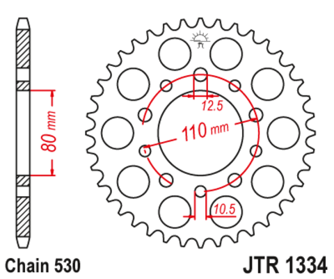 10605-41 звезда задняя (ведомая) стальная , 530, AFAM (JTR1334.41)